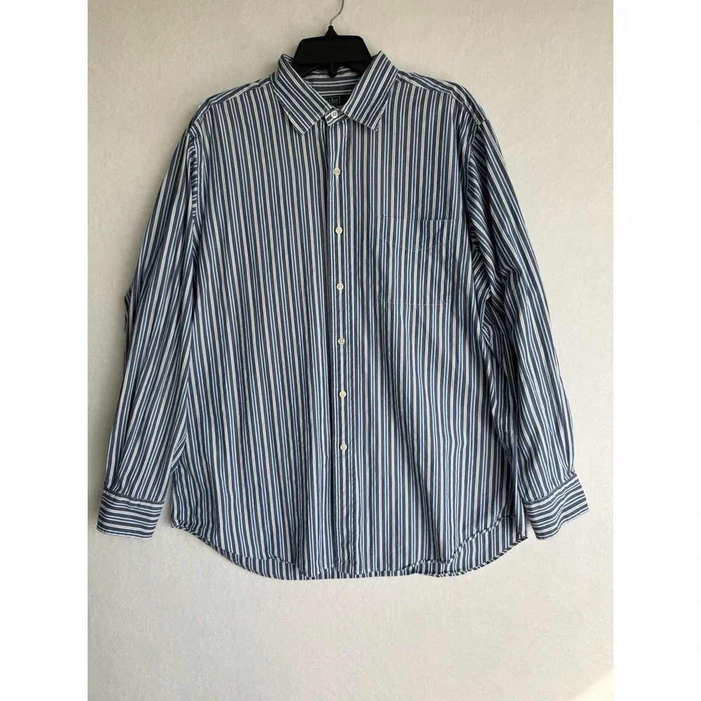 Polo‎ Ralph Lauren Stripe Button Down Shirt Custom Fit Blue White Long Sleeve